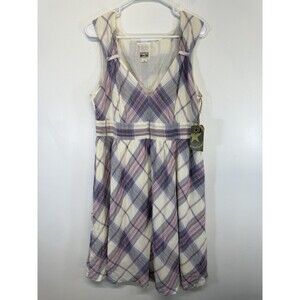 Ladies Converse One Star Plaid  Purple/White Cotton Dress Cotton Sz XL New